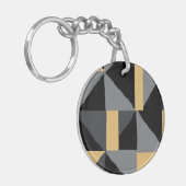 Sleutelhanger in Acryl – Geometrie Zwart en Goud (Voorkant Links)