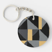 Sleutelhanger in Acryl – Geometrie Zwart en Goud (Voorkant)