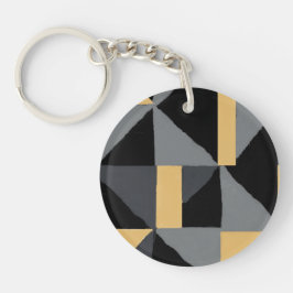 Sleutelhanger in Acryl – Geometrie Zwart en Goud