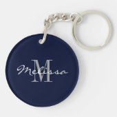 Sleutelhanger Intiele monogram Naam Navy Blue (Achterkant)