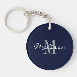 Sleutelhanger Intiele monogram Naam Navy Blue