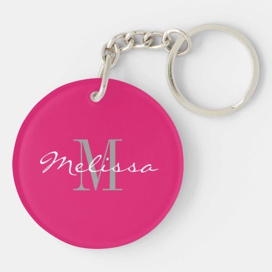 Sleutelhanger Intiele monogram Naam Roze (Achterkant)