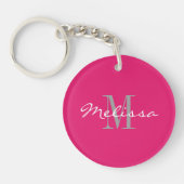 Sleutelhanger Intiele monogram Naam Roze (Voorkant)