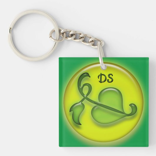 Sleutelhanger - Ivy Leaf in 3D en Initialen (voorkant)