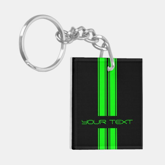 Sleutelhanger - Jouw tekst - zwart/Limoen Duo (Voorkant Links)