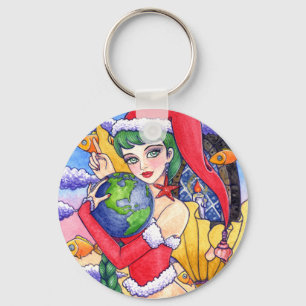 Sleutelhanger Kerstfeest Zeemeermin Fantasy door A