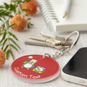 Sleutelhanger kerstmis Snowballing Penguins (Voorkant Rechts)