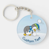 Sleutelhanger Kleine Pinguïn Krijgt een Sneeuwbal (Voorkant)