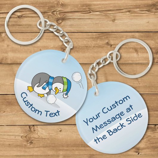 Sleutelhanger Kleine Pinguïn Krijgt een Sneeuwbal