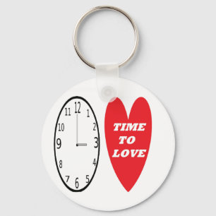 Sleutelhanger klok met rode harttijd tot liefde