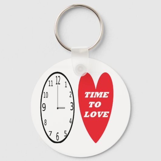 Sleutelhanger klok met rode harttijd tot liefde (Voorkant)