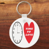Sleutelhanger klok met rode harttijd tot liefde (Voorkant)