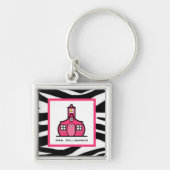 Sleutelhanger leraar - Zebra Print & Pink (Voorkant)
