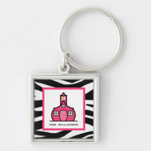 Sleutelhanger leraar - Zebra Print & Pink
