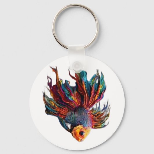 Sleutelhanger Levendige Regenboog Betta Vis Sleute (Voorkant)