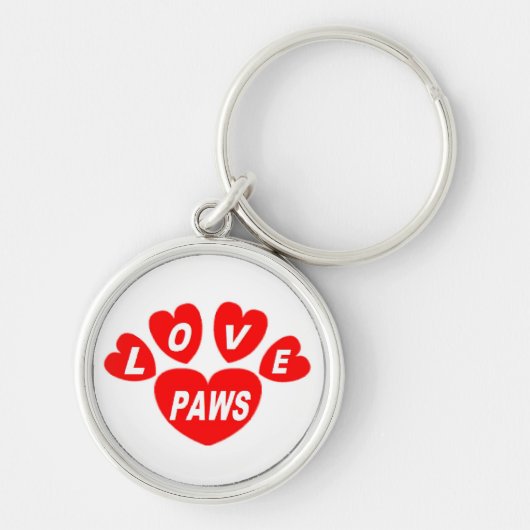 Sleutelhanger Love Paws Hearts Red (Voorkant)
