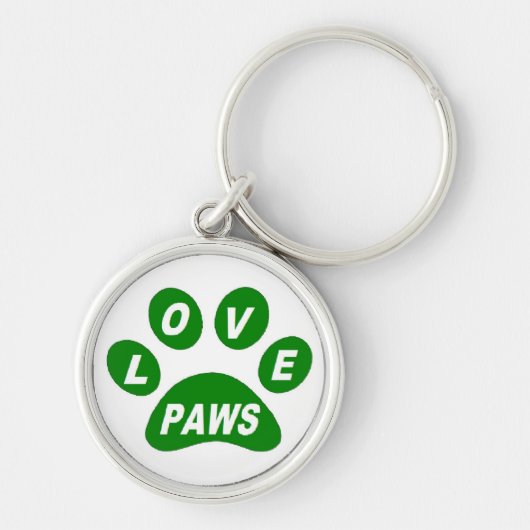 Sleutelhanger Love Paws on Paws Green (Voorkant)