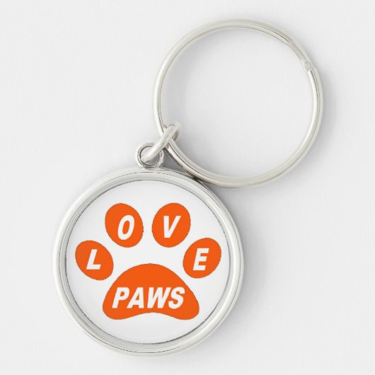 Sleutelhanger Love Paws on Paws Oranje (Voorkant)