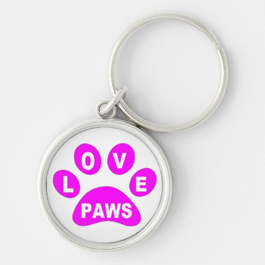 Sleutelhanger Love Paws on Paws roze (Voorkant)
