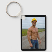 Sleutelhanger met afbeelding van gespierde bouwvak (Voorkant)