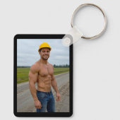 Sleutelhanger met afbeelding van gespierde bouwvak (Achterkant)