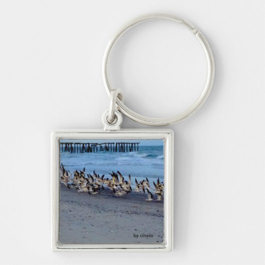 Sleutelhanger met afbeelding van vogels, zwarte zw (Voorkant)