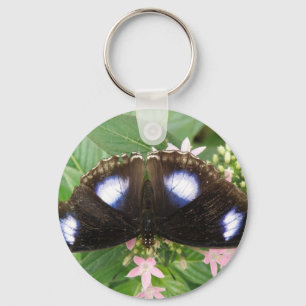 Sleutelhanger met blauw gepotte vlinder
