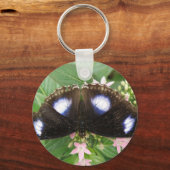 Sleutelhanger met blauw gepotte vlinder (Voorkant)