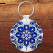 Sleutelhanger met Blauw Wit Kleuren Design (Voorkant)