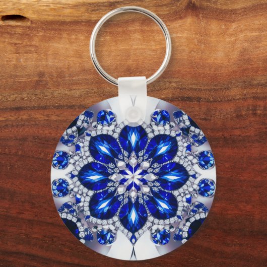 Sleutelhanger met Blauw Wit Kleuren Design (Voorkant)
