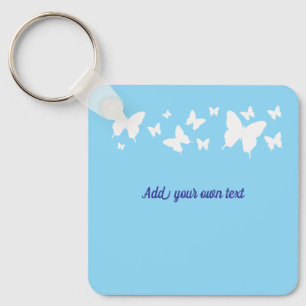 Sleutelhanger met blauwe en witte vlinder Huwelijk