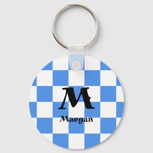 Sleutelhanger met blauwe geruite patroon achtergro (Voorkant)