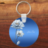 Sleutelhanger met blauwe waterverf bloemen (Achterkant)