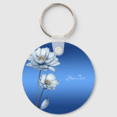 Sleutelhanger met blauwe waterverf bloemen (Achterkant)