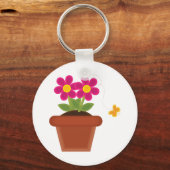 Sleutelhanger met bloempot en vlinder (Voorkant)