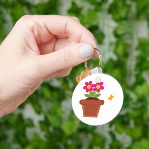 Sleutelhanger met bloempot en vlinder