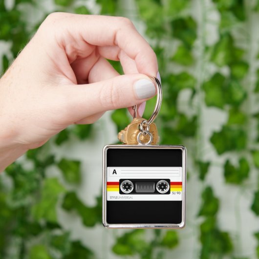 Sleutelhanger met cassettebandetiket (Hand)