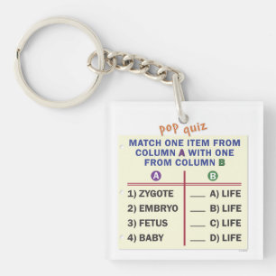 Sleutelhanger met een quiz.