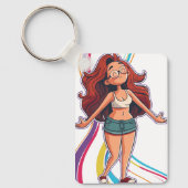 Sleutelhanger met een vrolijk meisje en een echt m (Voorkant)