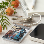 Sleutelhanger met eenzijdige rechthoek (dubbelzijd (Voorkant Rechts)