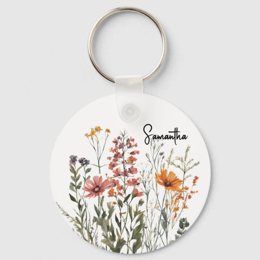 Sleutelhanger met eigen wilde bloemen, Moederdag,  (Voorkant)