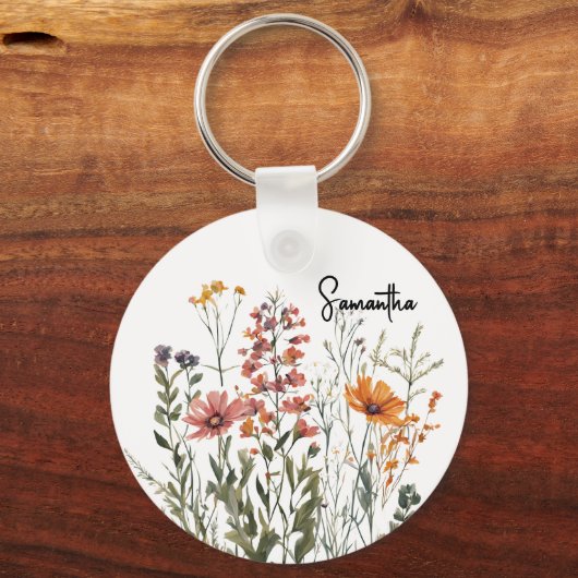 Sleutelhanger met eigen wilde bloemen, Moederdag,  (Voorkant)