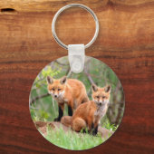 Sleutelhanger met foto van rode vossenpakketten (Voorkant)