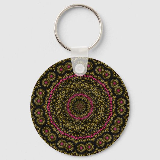 Sleutelhanger met gebold roze en zwarte Kaleidosco (Voorkant)
