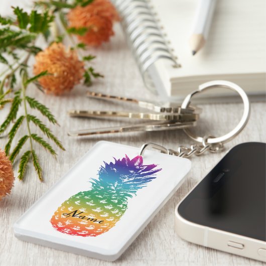 Sleutelhanger met gekleurde ananas met aangepaste (Voorkant Rechts)