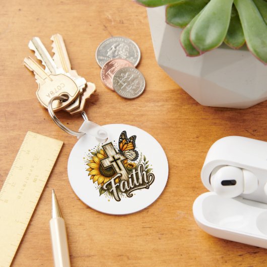 Sleutelhanger met geloof en zonnebloemen (Bureau)