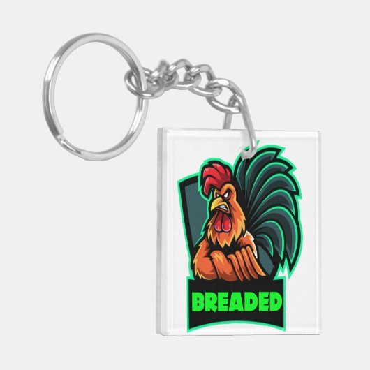 Sleutelhanger met gepaneerde haan (Voorkant Links)