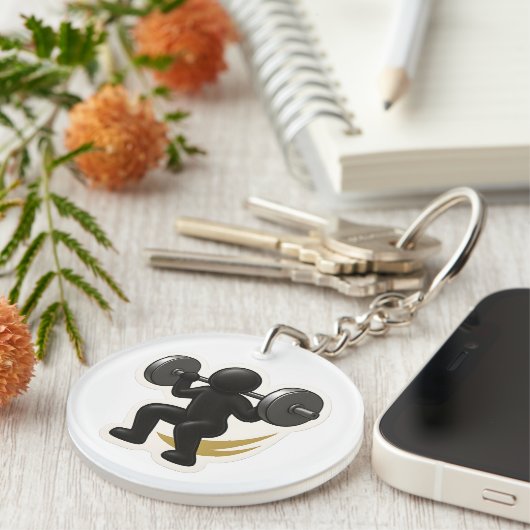 Sleutelhanger met gewichtheffen ontwerp – Gym & Fi (Voorkant Rechts)