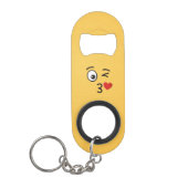 Sleutelhanger met gezicht dat een kus werpt mini flessenopener (Voorkant)
