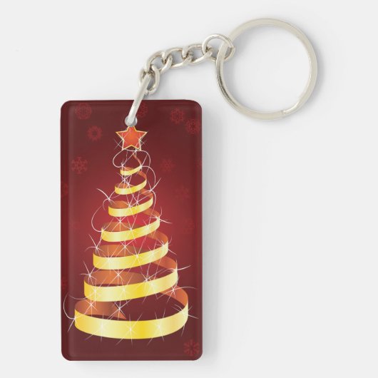 Sleutelhanger met gouden kerstboom (achterkant)